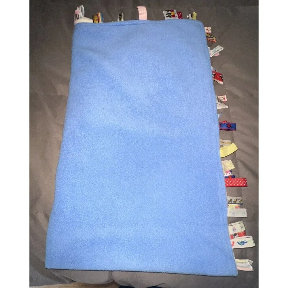 Winnie The Pooh And Friends Baby Blanket With Soothing Tabs Blue Size 31 X 49‎